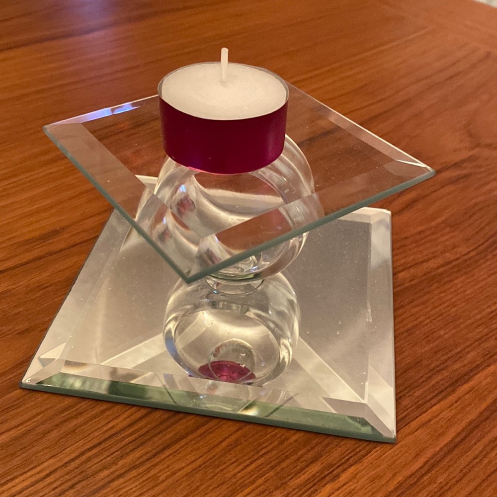 New Glass Mirror Candle Holder